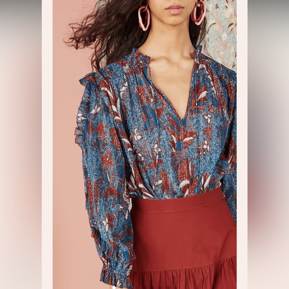 Ulla Johnson Tops - ULLA JOHNSON Lara Blouse in Azul 10